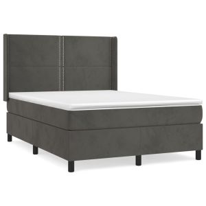 Boxspring met matras fluweel donkergrijs 140x190 cm