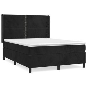 Boxspring met matras fluweel zwart 140x200 cm