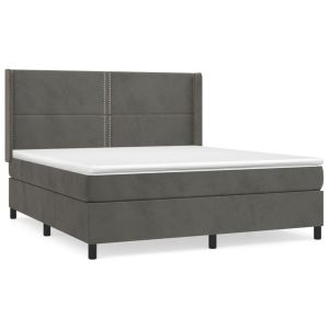 Boxspring met matras fluweel donkergrijs 160x200 cm