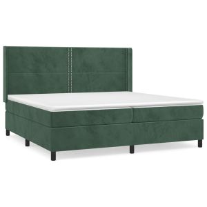 Boxspring met matras fluweel donkergroen 200x200 cm