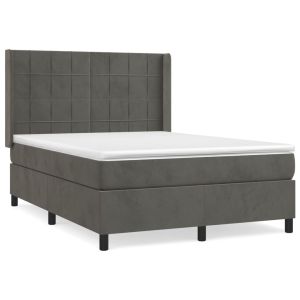 Boxspring met matras fluweel donkergrijs 140x200 cm