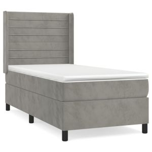 Boxspring met matras fluweel lichtgrijs 80x200 cm