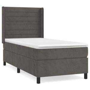 Boxspring met matras fluweel donkergrijs 100x200 cm
