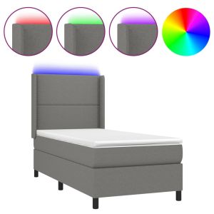 Boxspring met matras en LED stof donkergrijs 80x200 cm