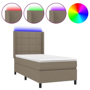 Boxspring met matras en LED stof taupe 80x200 cm