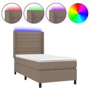 Boxspring met matras en LED stof taupe 80x200 cm