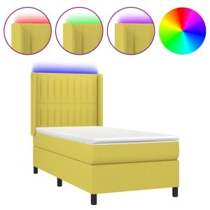 Boxspring met matras en LED stof groen 80x200 cm