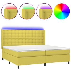 Boxspring met matras en LED stof groen 200x200 cm
