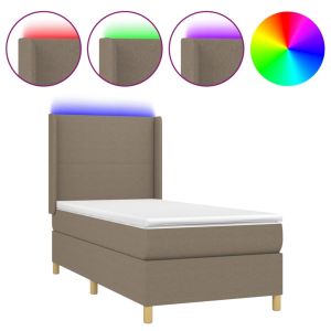 Boxspring met matras en LED stof taupe 80x200 cm