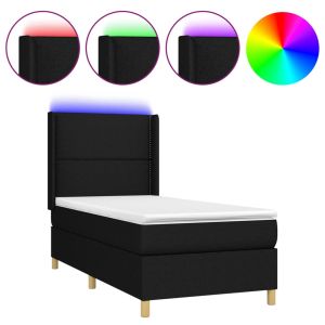 Boxspring met matras en LED stof zwart 80x200 cm