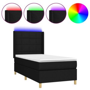 Boxspring met matras en LED stof zwart 100x200 cm