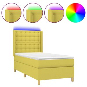 Boxspring met matras en LED stof groen 80x200 cm