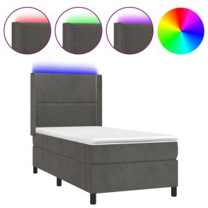Boxspring met matras en LED fluweel donkergrijs 80x200 cm