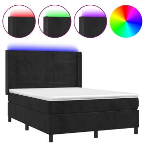Boxspring met matras en LED fluweel zwart 140x190 cm