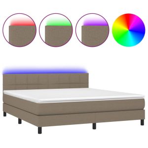 Boxspring met matras en LED stof taupe 180x200 cm