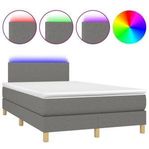 Boxspring met matras en LED stof donkergrijs 120x200 cm