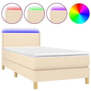 Boxspring met matras en LED stof crèmekleurig 80x200 cm