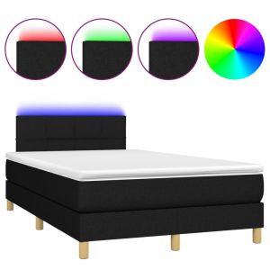 Boxspring met matras en LED stof zwart 120x200 cm