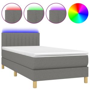 Boxspring met matras en LED stof donkergrijs 80x200 cm