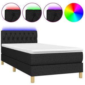 Boxspring met matras en LED stof zwart 100x200 cm