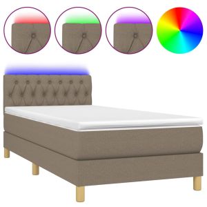 Boxspring met matras en LED stof taupe 100x200 cm