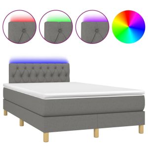 Boxspring met matras en LED stof donkergrijs 120x200 cm