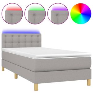 Boxspring met matras en LED stof lichtgrijs 80x200 cm
