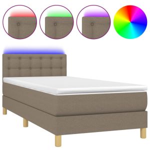 Boxspring met matras en LED stof taupe 90x190 cm
