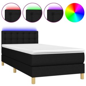 Boxspring met matras en LED stof zwart 100x200 cm