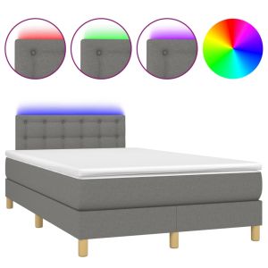 Boxspring met matras en LED stof donkergrijs 120x200 cm
