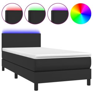 Boxspring met matras en LED kunstleer zwart 80x200 cm