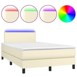 Boxspring met matras en LED kunstleer crèmekleurig 120x200 cm