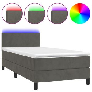 Boxspring met matras en LED fluweel donkergrijs 90x190 cm