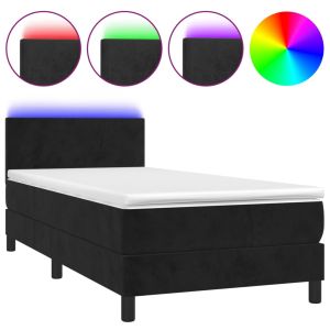 Boxspring met matras en LED fluweel zwart 90x200 cm
