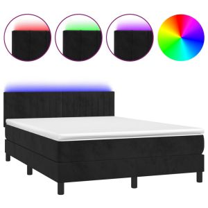 Boxspring met matras en LED fluweel zwart 140x200 cm