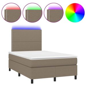 Boxspring met matras en LED stof taupe 120x200 cm