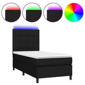 Boxspring met matras en LED stof zwart 100x200 cm