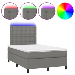 Boxspring met matras en LED stof donkergrijs 120x200 cm