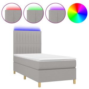 Boxspring met matras en LED stof lichtgrijs 80x200 cm