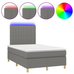 Boxspring met matras en LED stof donkergrijs 120x200 cm