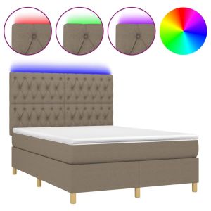 Boxspring met matras en LED stof taupe 140x190 cm