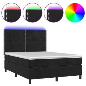 Boxspring met matras en LED fluweel zwart 140x200 cm