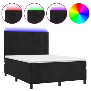 Boxspring met matras en LED fluweel zwart 140x200 cm