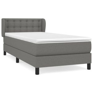Boxspring met matras stof donkergrijs 90x200 cm
