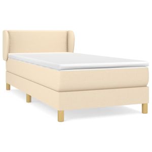 Boxspring met matras stof crèmekleurig 90x200 cm