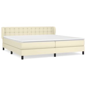 Boxspring met matras kunstleer crèmekleurig 200x200 cm