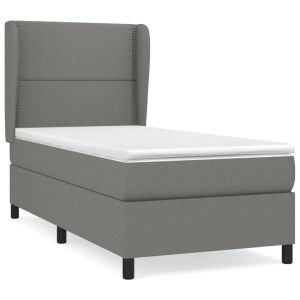 Boxspring met matras stof donkergrijs 90x200 cm