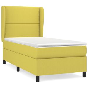 Boxspring met matras stof groen 100x200 cm