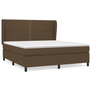 Boxspring met matras stof donkerbruin 160x200 cm