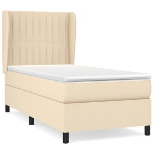 Boxspring met matras stof crèmekleurig 100x200 cm